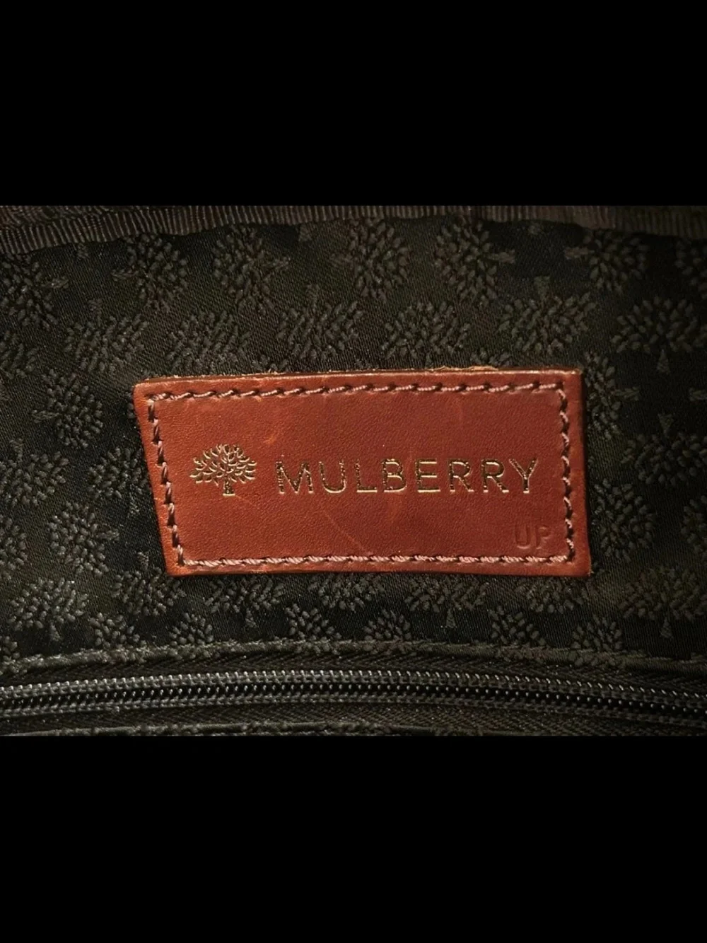 Mulberry Black Pebbled Leather Briefcase with Brown Trim
